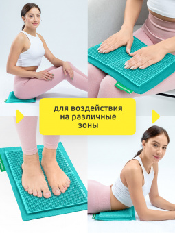 Массажер медицинский Аппликатор Кузнецова металло-магнитный на мягкой подложке 30х22 см, бирюзовый